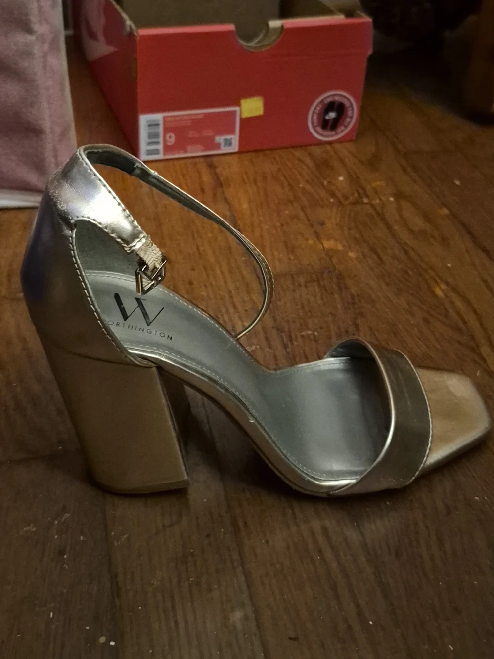 Worthington Metallic Gold Ankle-Strap Block Heels